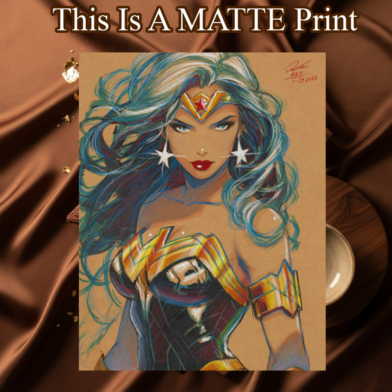 Wonder Woman Art Illustration Hard Signed 8.5x11in Fine Art PRINT