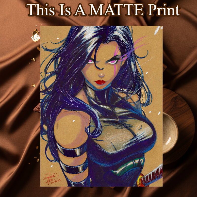 Psylocke Art Illustration Hard Signed 8.5x11in Fine Art PRINT
