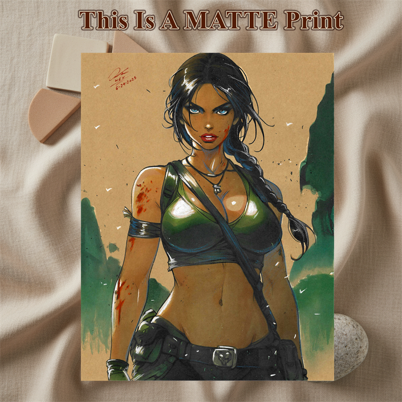 Lara Croft Art Illustration Hard Signed 8.5x11in Fine Art PRINT