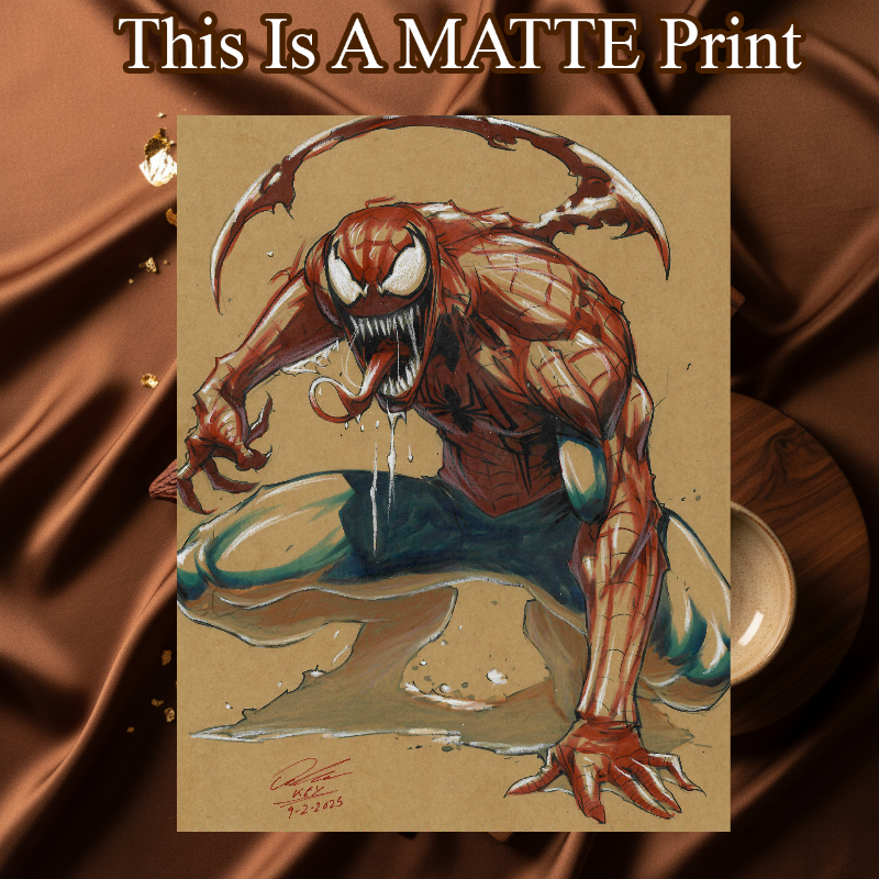 Spiderman X Venom Art Illustration Hard Signed 8.5x11in Fine Art PRINT