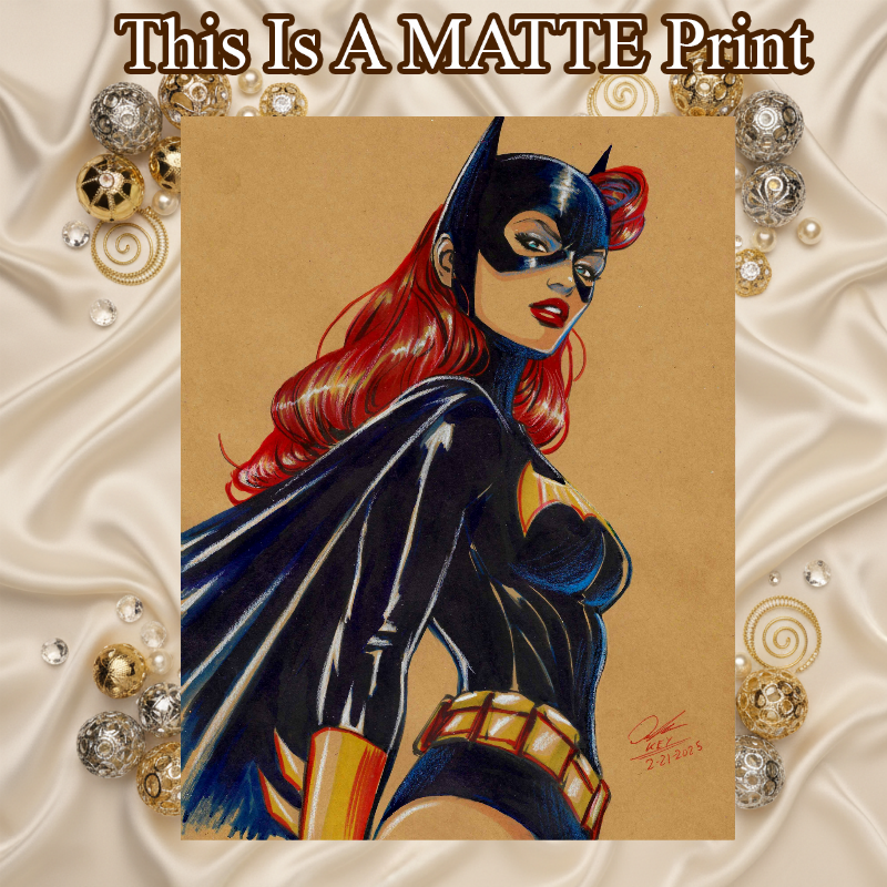 Batgirl Art Illustration Hard Signed 8.5x11in Fine Art PRINT