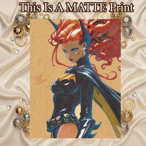 Batgirl Art Illustration Hard Signed 8.5x11in Fine Art PRINT