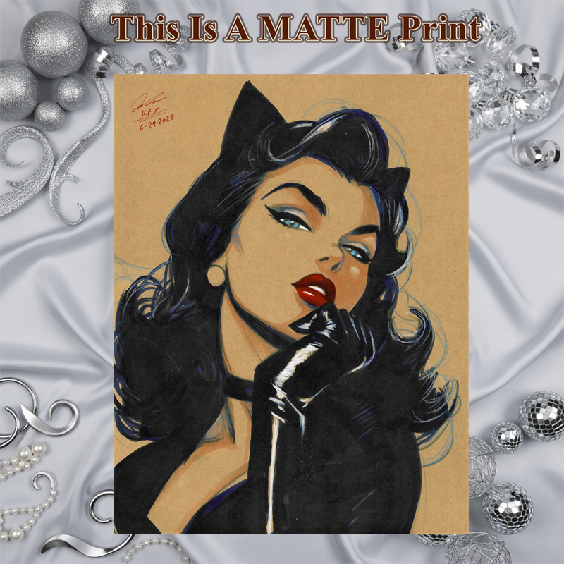 Catwoman Art Illustration Hard Signed 8.5x11in Fine Art PRINT