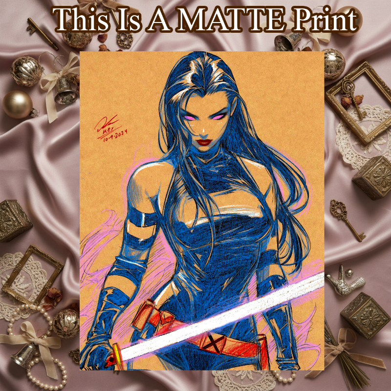 Psylocke Art Illustration Hard Signed 8.5x11in Fine Art PRINT