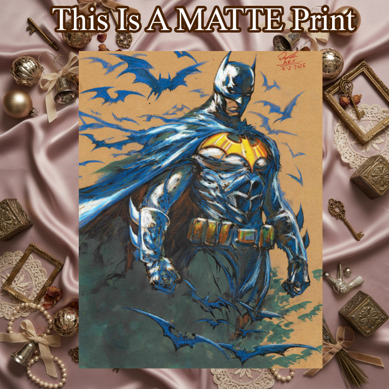 Batman Art Illustration Hard Signed 8.5x11in Fine Art PRINT