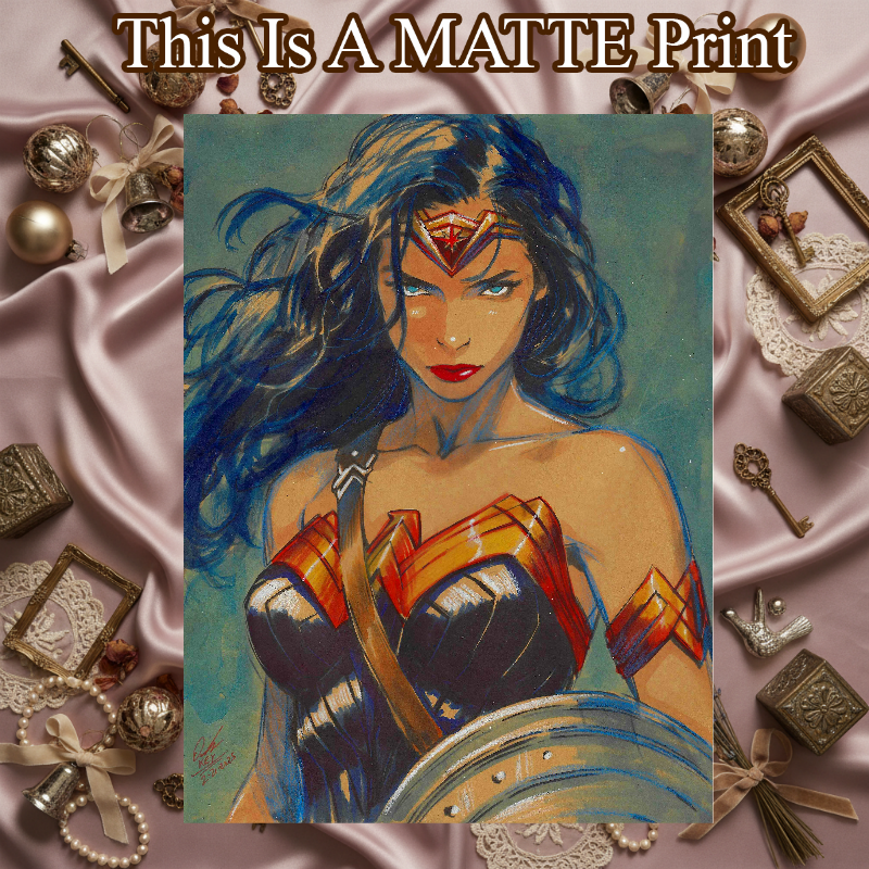 Wonder Woman Art Illustration Hard Signed 8.5x11in Fine Art PRINT