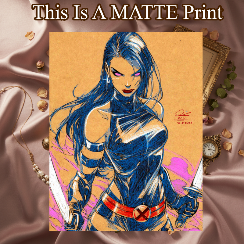 Psylocke Art Illustration Hard Signed 8.5x11in Fine Art PRINT