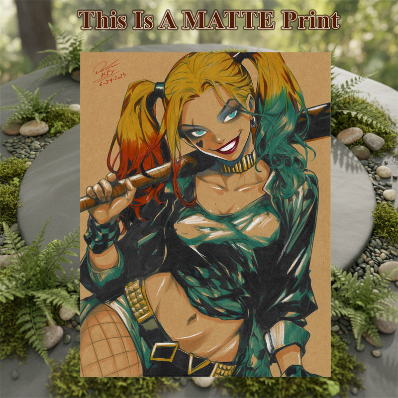Harley Quinn Art Illustration Hard Signed 8.5x11in Fine Art PRINT