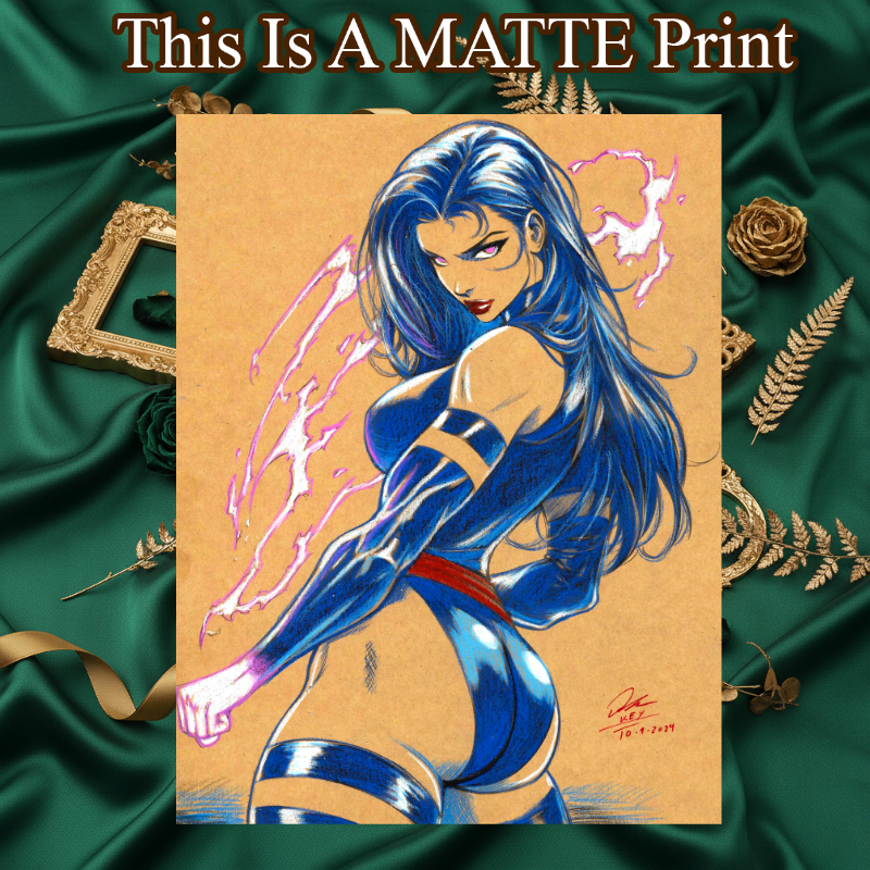 Psylocke Art Illustration Hard Signed 8.5x11in Fine Art PRINT