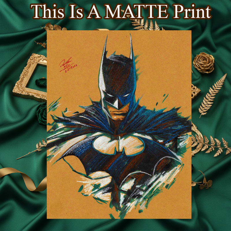 Batman Art Illustration Hard Signed 8.5x11in Fine Art PRINT