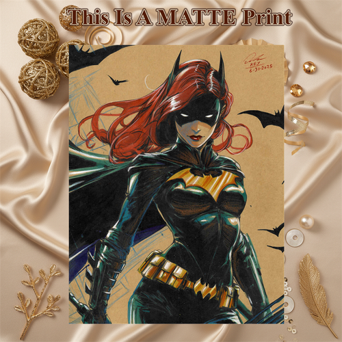 Batgirl Art Illustration Hard Signed 8.5x11in Fine Art PRINT