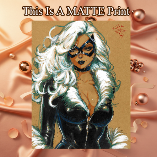 Black Cat Art Illustration Hard Signed 8.5x11in Fine Art PRINT