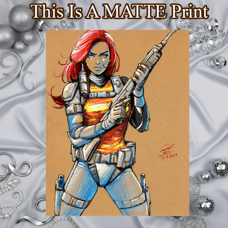 Scarlet Gi Joe Art Illustration Hard Signed 8.5x11in Fine Art PRINT