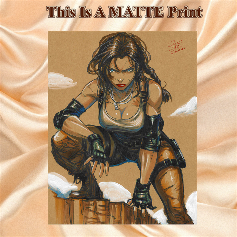 Lara Croft Art Illustration Hard Signed 8.5x11in Fine Art PRINT