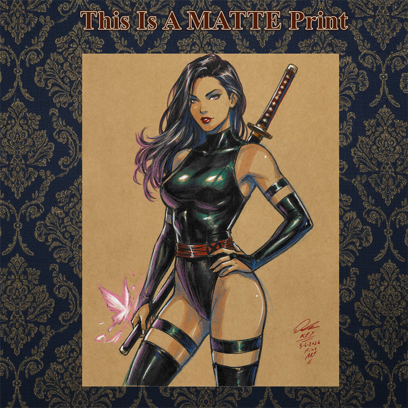 Psylocke Art Illustration Hard Signed 8.5x11in Fine Art PRINT