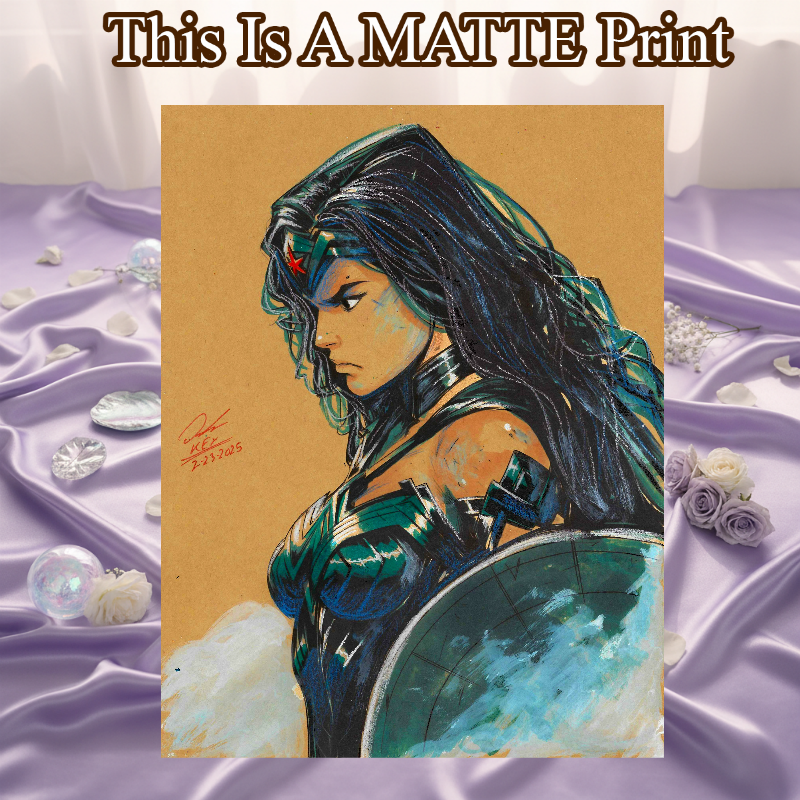 Wonder Woman Art Illustration Hard Signed 8.5x11in Fine Art PRINT