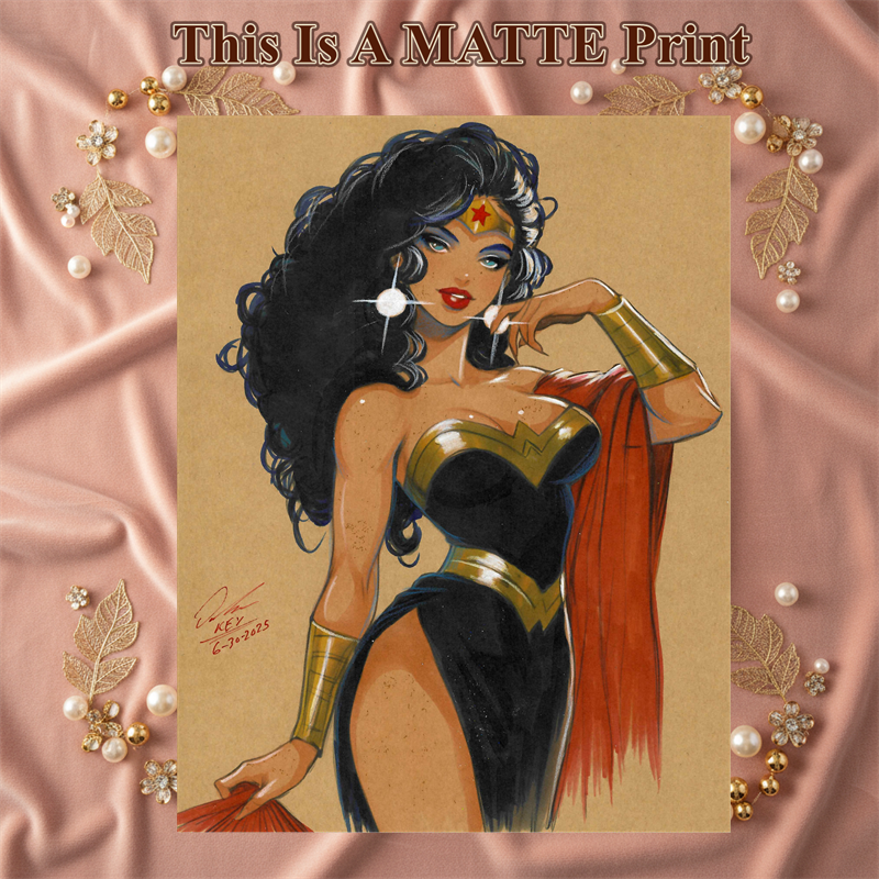 Wonder Woman Art Illustration Hard Signed 8.5x11in Fine Art PRINT