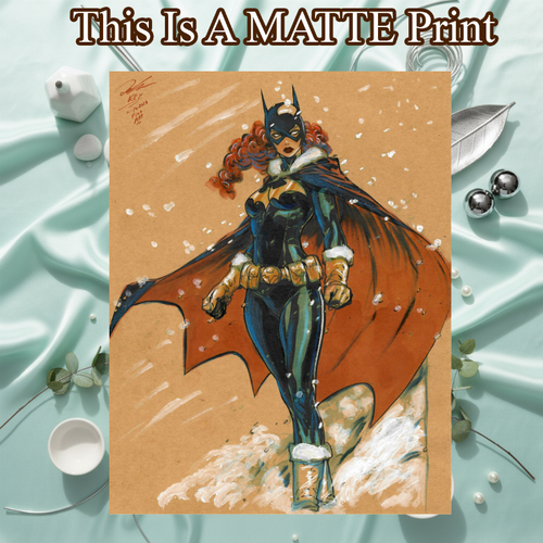 Batgirl Art Illustration Hard Signed 8.5x11in Fine Art PRINT