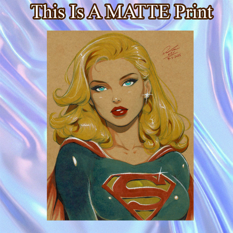 Supergirl Art Illustration Hard Signed 8.5x11in Fine Art PRINT