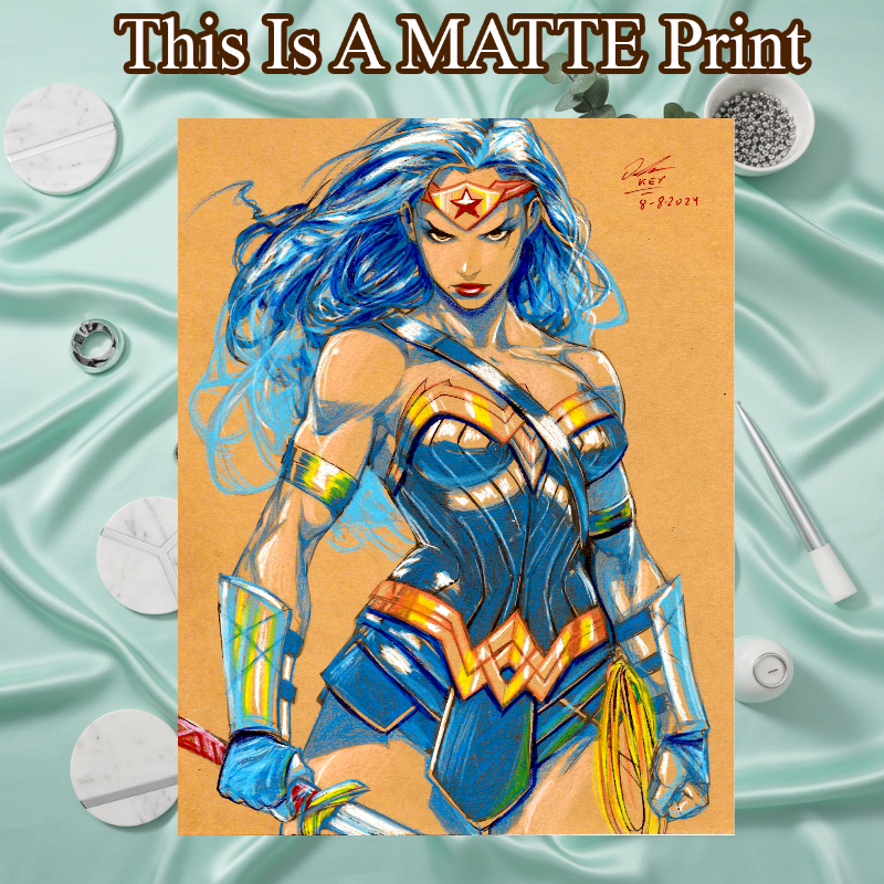 Wonder Woman Art Illustration Hard Signed 8.5x11in Fine Art PRINT