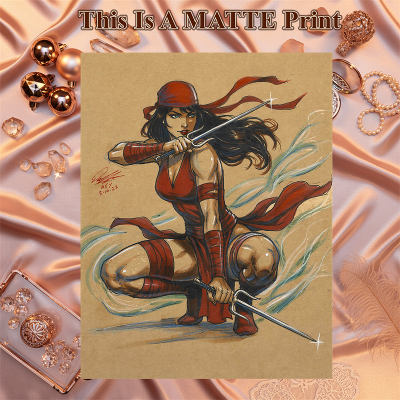 Elektra Art Illustration Hard Signed 8.5x11in Fine Art PRINT