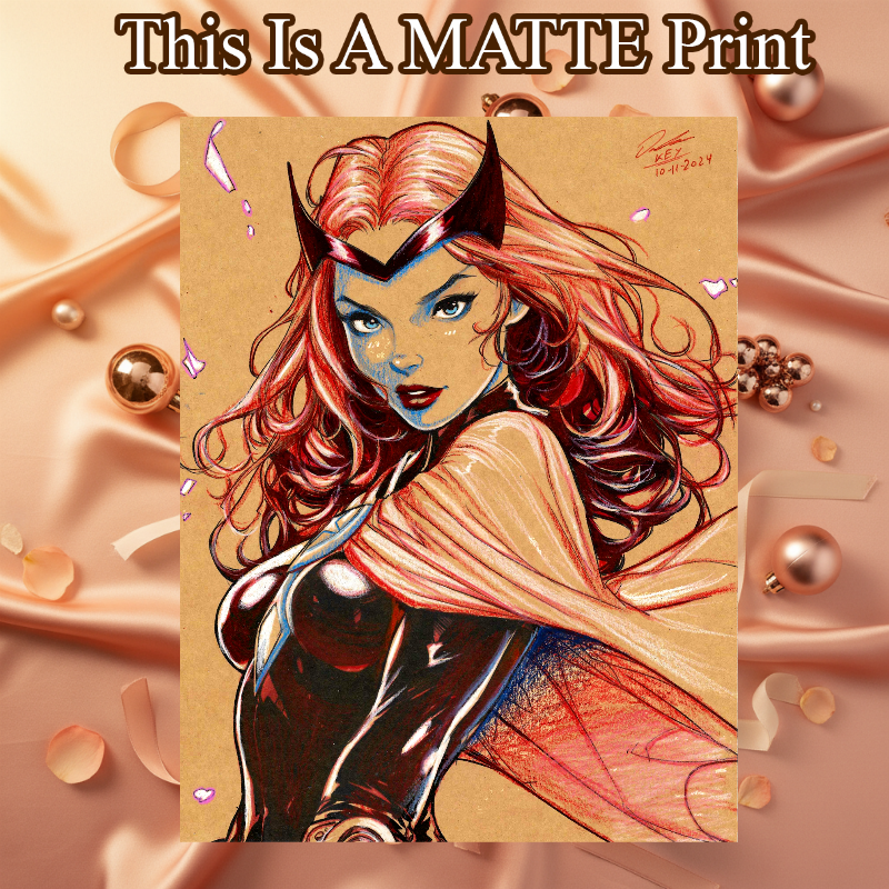 Scarlet Witch Art Illustration Hard Signed 8.5x11in Fine Art PRINT