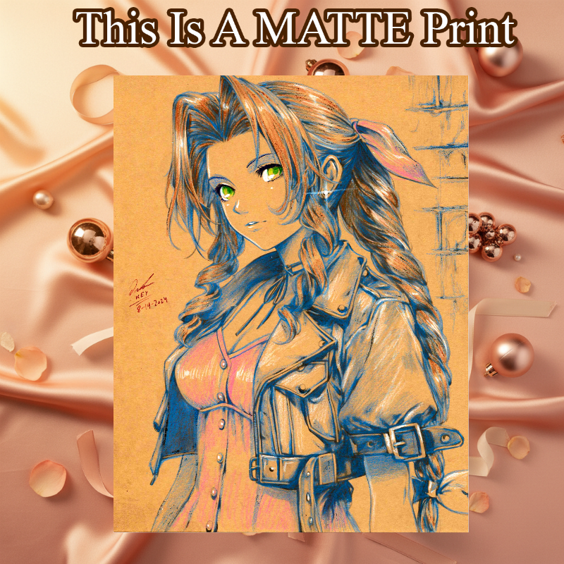 Aerith Gainsborough Art Illustration Hard Signed 8.5x11in Fine Art PRINT