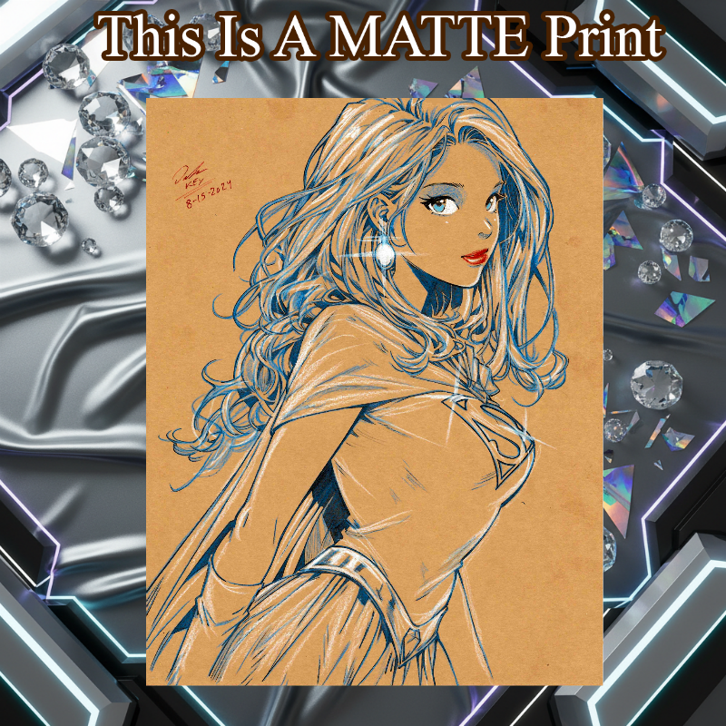 Supergirl Art Illustration Hard Signed 8.5x11in Fine Art PRINT