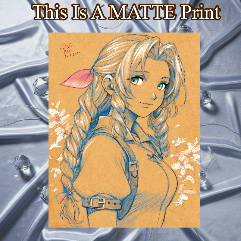 Aerith Gainsborough Art Illustration Hard Signed 8.5x11in Fine Art PRINT