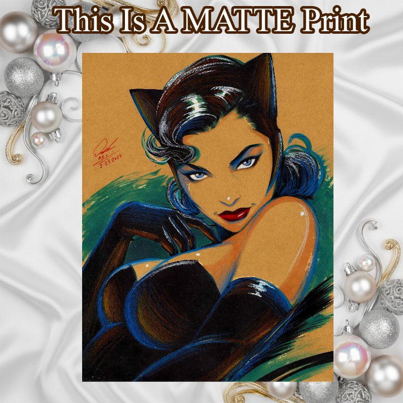 Catwoman Art Illustration Hard Signed 8.5x11in Fine Art PRINT
