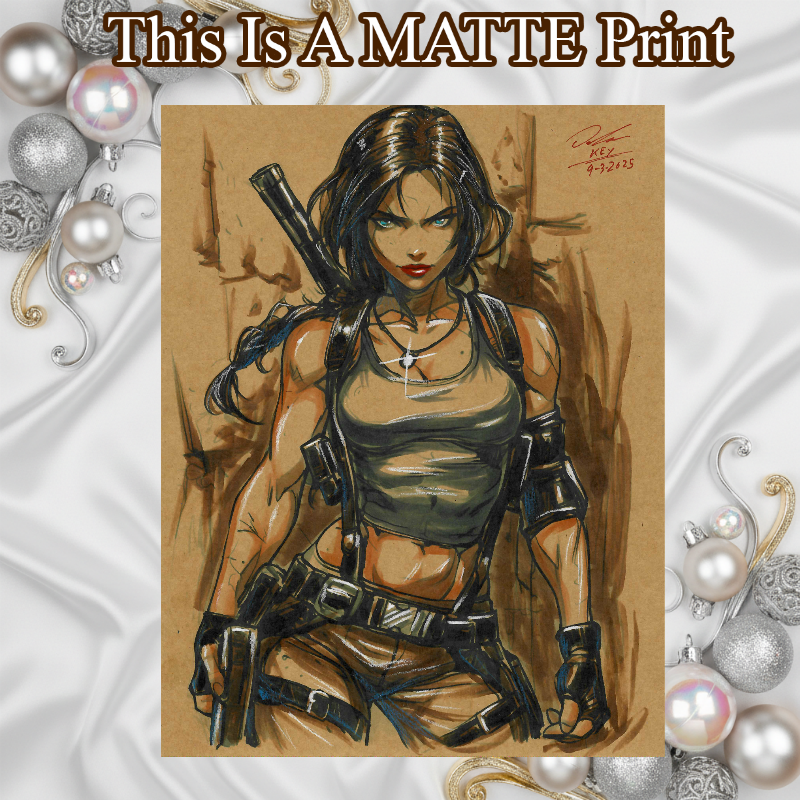 Lara Croft Art Illustration Hard Signed 8.5x11in Fine Art PRINT