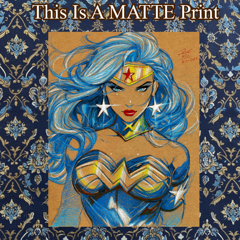 Wonder Woman Art Illustration Hard Signed 8.5x11in Fine Art PRINT