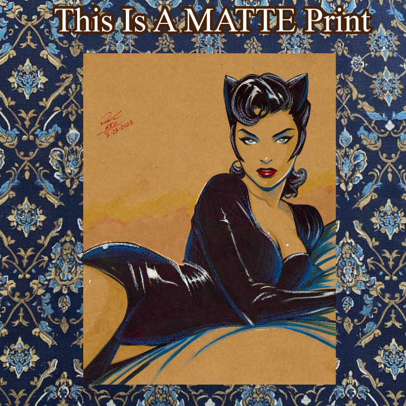 Catwoman Art Illustration Hard Signed 8.5x11in Fine Art PRINT