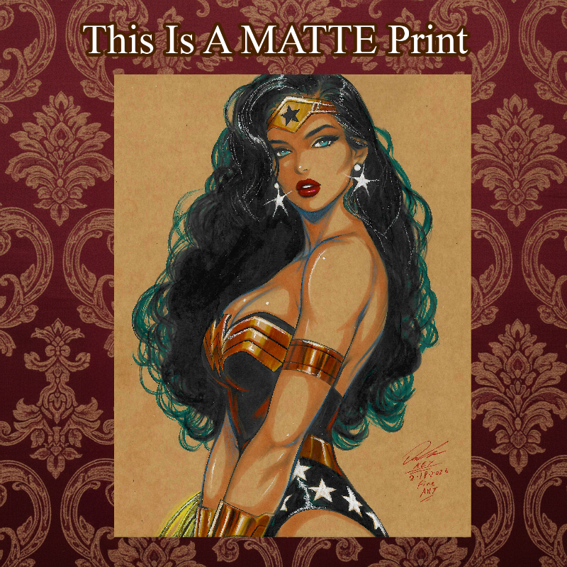 Wonder Woman Art Illustration Hard Signed 8.5x11in Fine Art PRINT