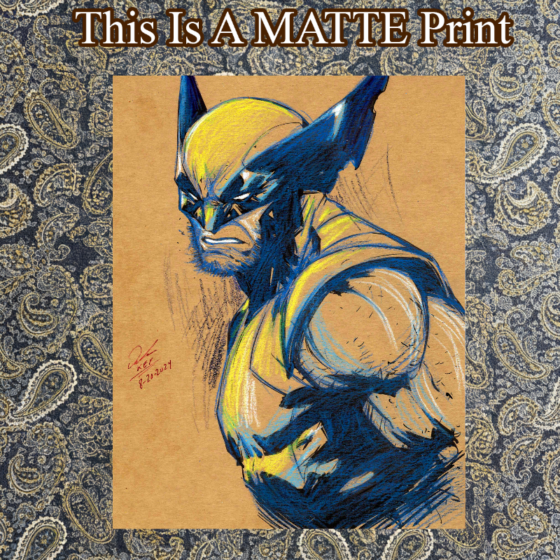 Wolverine Art Illustration Hard Signed 8.5x11in Fine Art PRINT