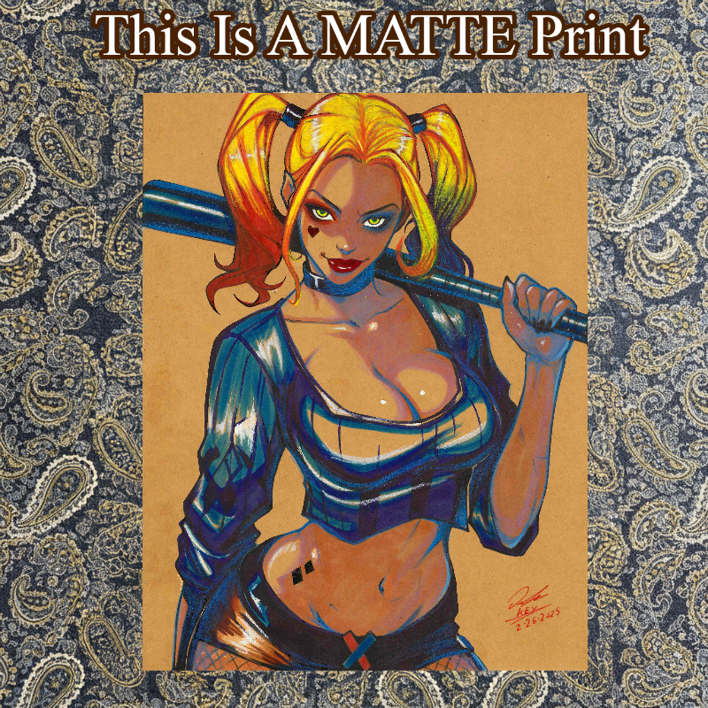 Harley Quinn Art Illustration Hard Signed 8.5x11in Fine Art PRINT