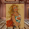 Supergirl Art Illustration Hard Signed 8.5x11in Fine Art PRINT