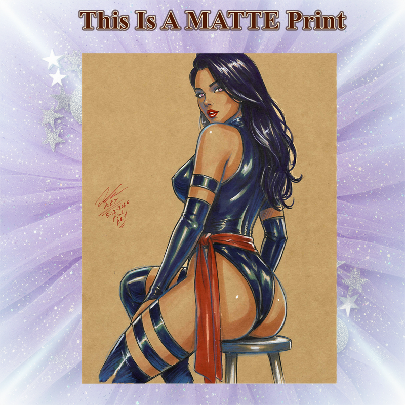 Psylocke Art Illustration Hard Signed 8.5x11in Fine Art PRINT