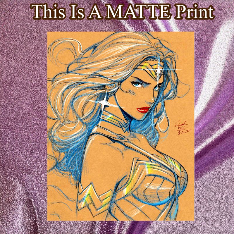 Wonder Woman Art Illustration Hard Signed 8.5x11in Fine Art PRINT