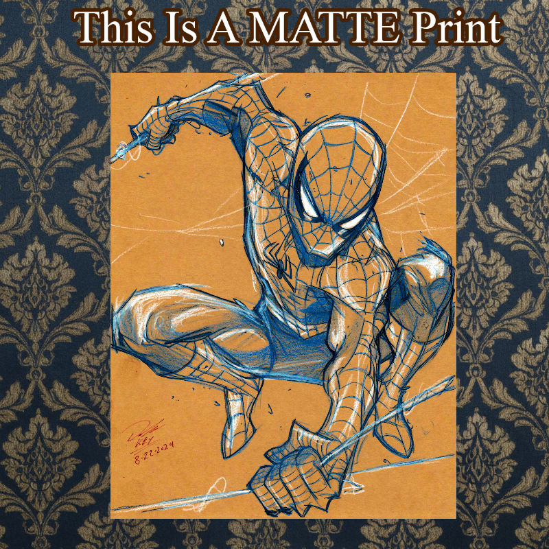 Spider-Man Art Illustration Hard Signed 8.5x11in Fine Art PRINT