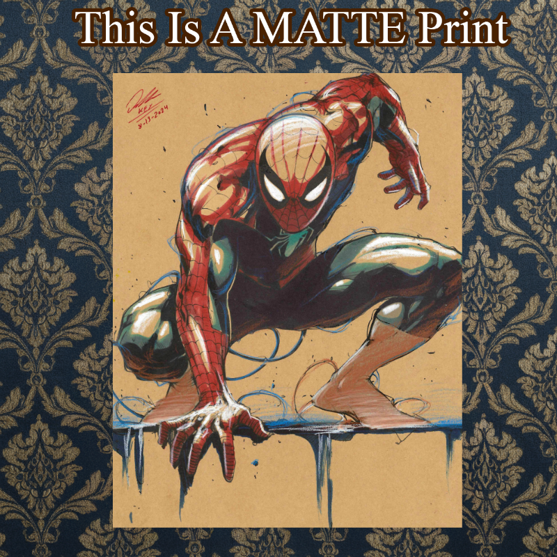 Spider-Man Art Illustration Hard Signed 8.5x11in Fine Art PRINT