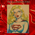 Supergirl Art Illustration Hard Signed 8.5x11in Fine Art PRINT