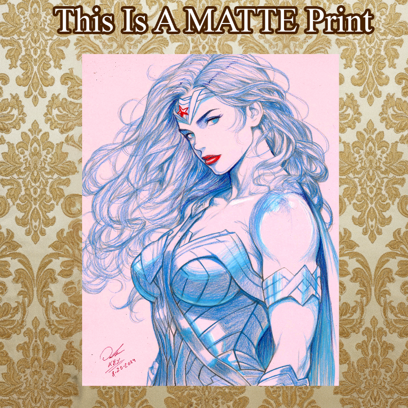 Wonder Woman Art Illustration Hard Signed 8.5x11in Fine Art PRINT