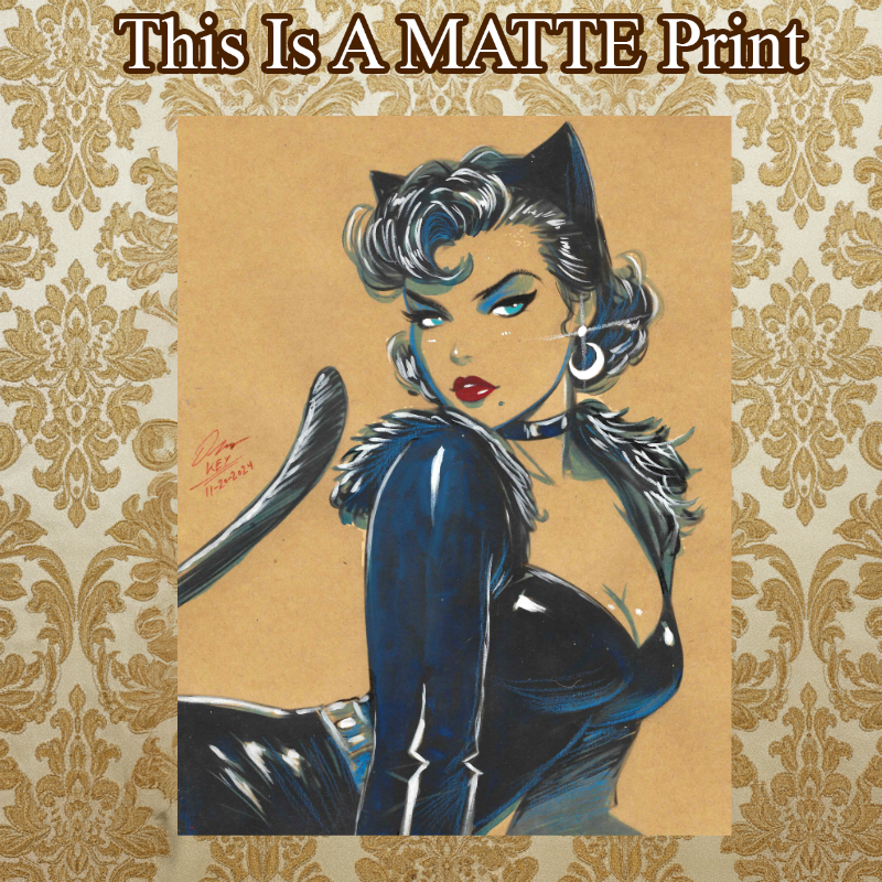 Catwoman Art Illustration Hard Signed 8.5x11in Fine Art PRINT