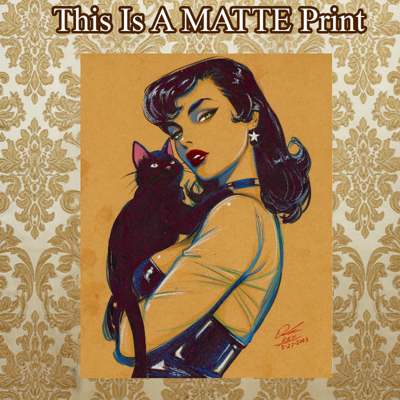 Catwoman Art Illustration Hard Signed 8.5x11in Fine Art PRINT
