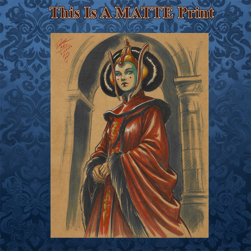 Queen Amidala Padme Art Illustration Hard Signed 8.5x11in Fine Art PRINT