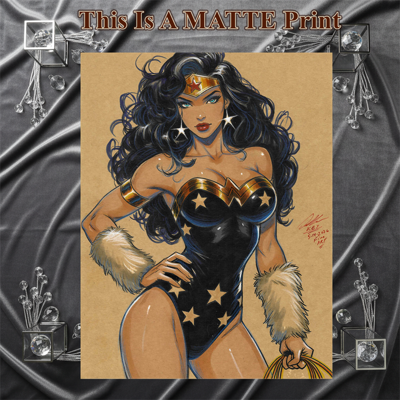 Wonder Woman Art Illustration Hard Signed 8.5x11in Fine Art PRINT