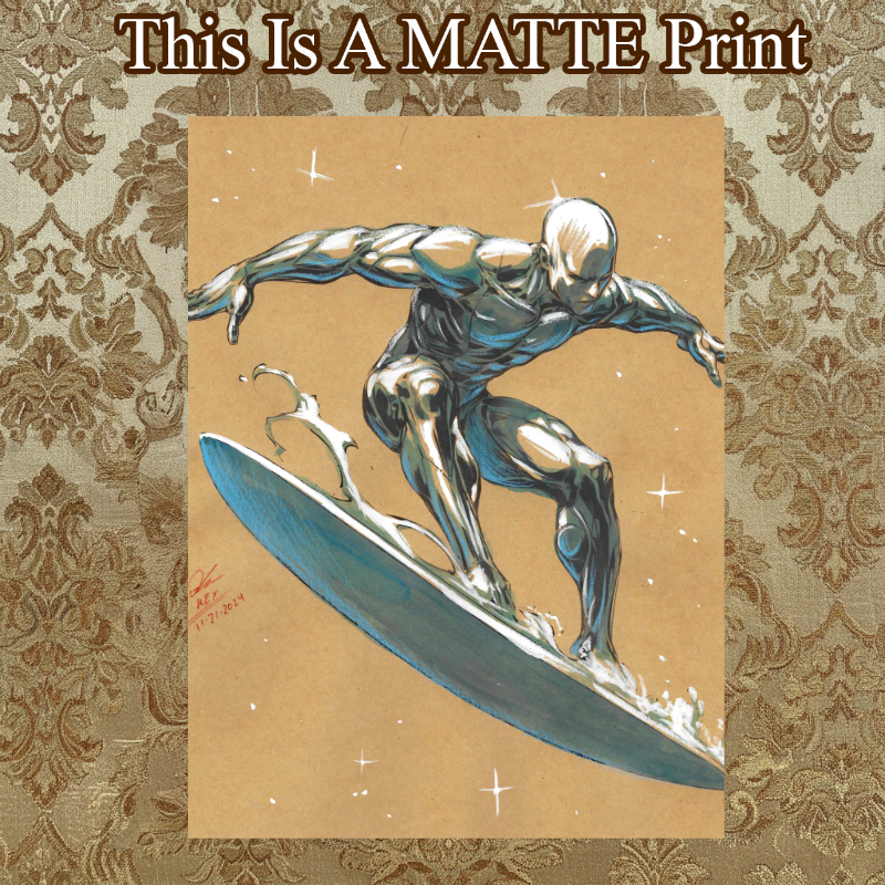 Silver Surfer Art Illustration Hard Signed 8.5x11in Fine Art PRINT
