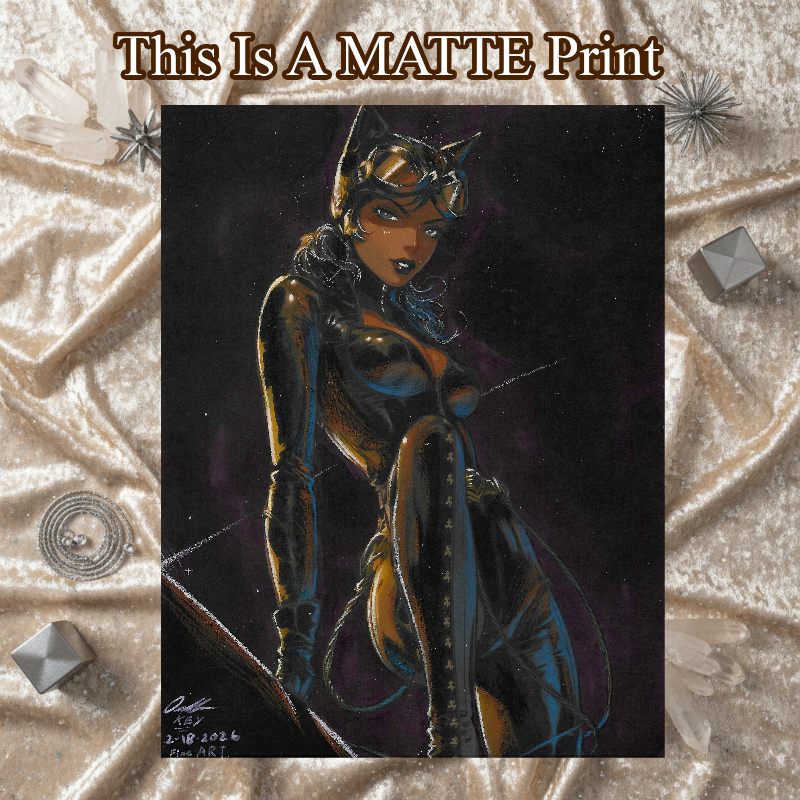 Catwoman Art Illustration Hard Signed 8.5x11in Fine Art PRINT