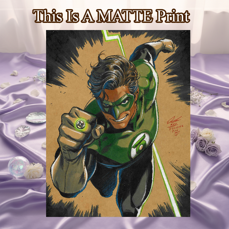 Green Lantern Art Illustration Hard Signed 8.5x11in Fine Art PRINT